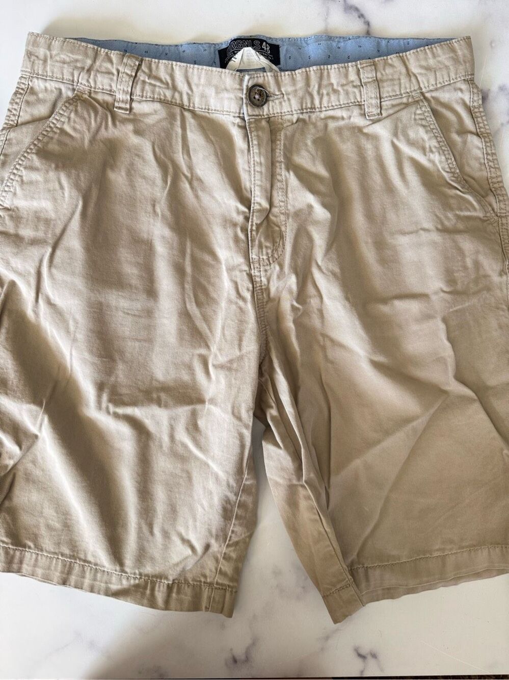 H&M boys 14 khaki tan shorts 100% cotton orgnnls48 adjustable waist